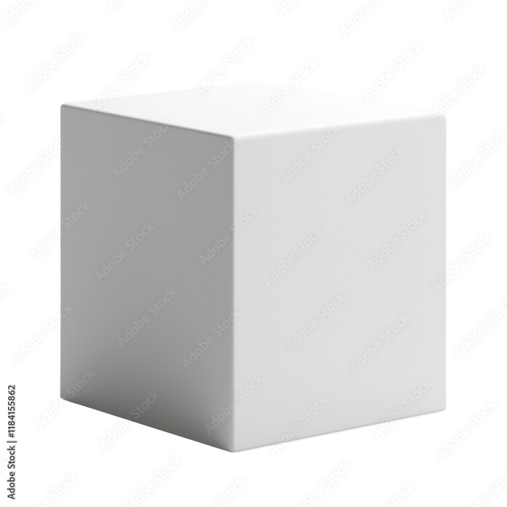 Minimalist white cube on a transparent background Minimalist white cube on a transparent background