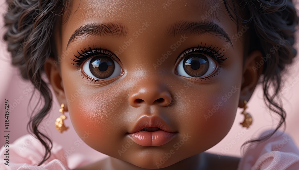 Adorable Digital Portrait of a Cute Black Girl Adorable Digital Portrait of a Cute Black Girl