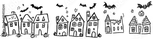 Haunted house Halloween coloring page for kids. You can print it on an 11x8.5 inch page