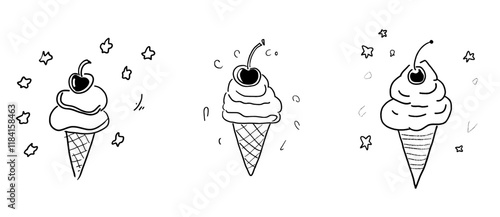 A fun ice cream coloring page for kids or adults looking to relax, featuring numerous geometric shapes to color. Perfect for printing on 8.5x11 inch paper