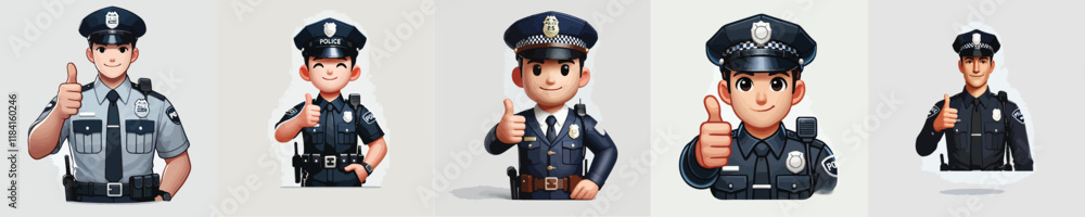 vector collection of handsome police characters smiling vector collection of handsome police characters smiling