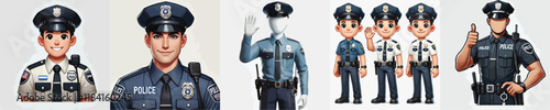 vector collection of handsome police characters smiling