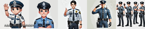 vector collection of handsome police characters smiling