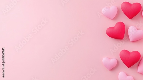 Pink and Red Hearts on a Pink Background Valentine's Day or Love Concept