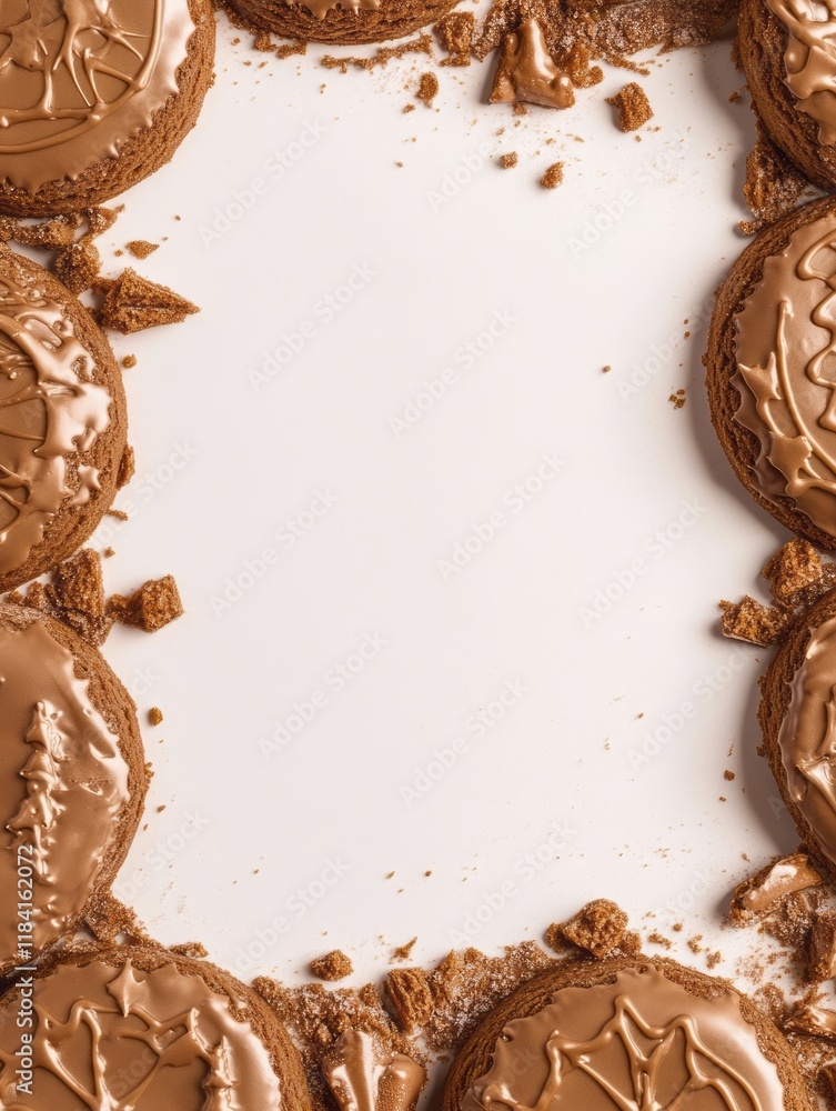 Chocolate Cookies Frame White Background Delicious Treats Chocolate Cookies Frame White Background Delicious Treats