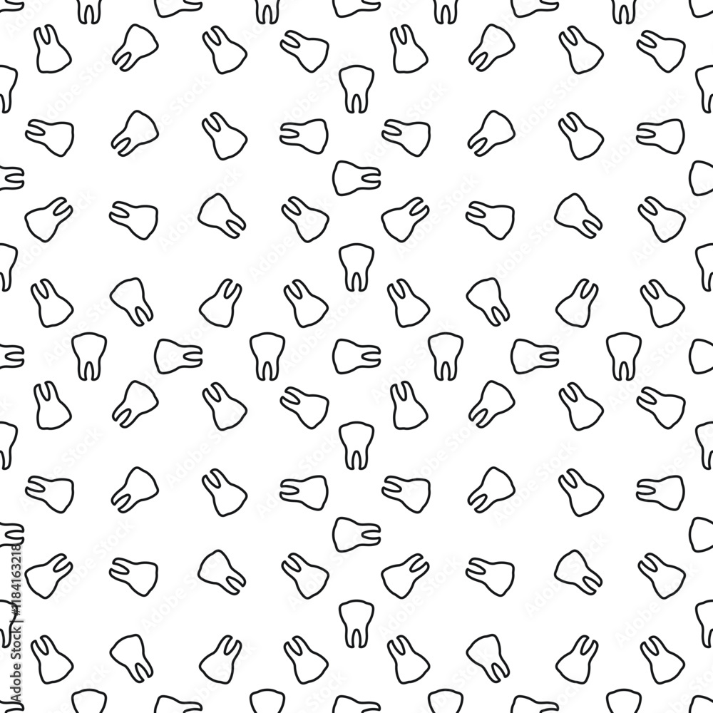 Naklejka premium Seamless pattern with teeth, line drawing on dental theme