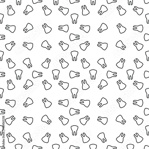 Seamless pattern with teeth, line drawing on dental theme