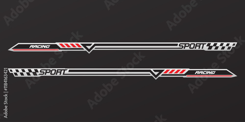 set car side stripes left right. Racing vehicle graphics vinyls vector