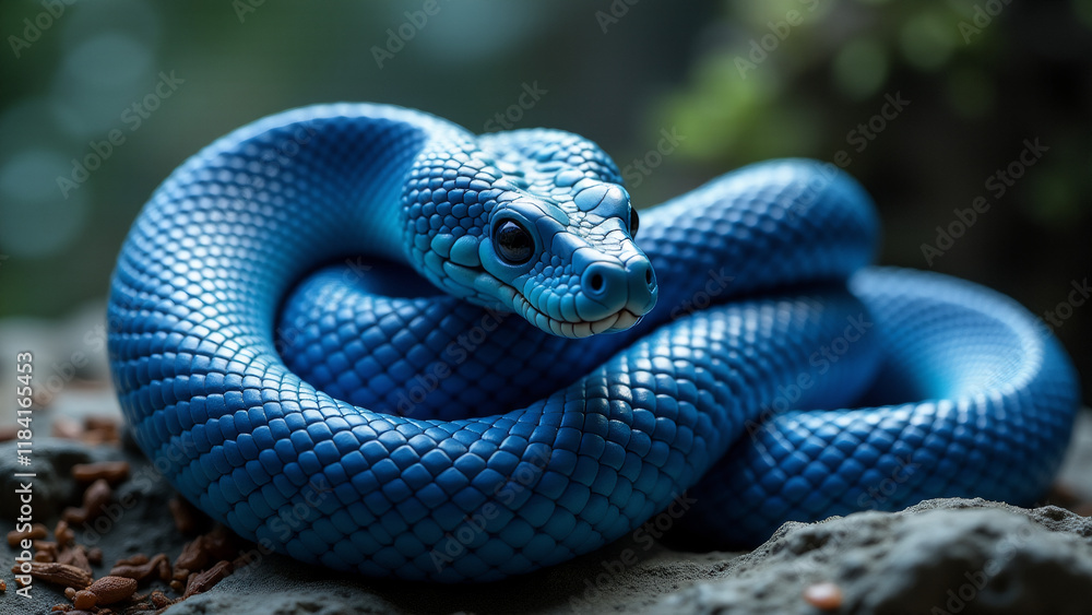 Fototapeta premium Blue Snake, Generative AI