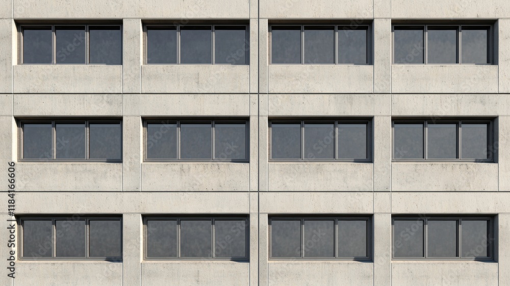 Modern Concrete Building Facade with Multiple Windows Modern Concrete Building Facade with Multiple Windows