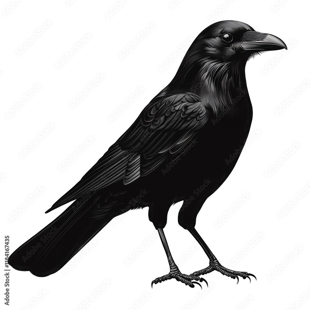 Fototapeta premium detailed of crow with intricate feathers