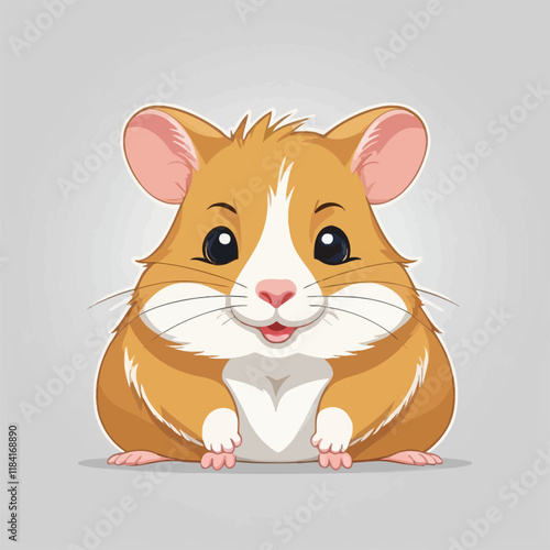 Cute cartoon hamster, Cute hamster character. cartoon drawing, label, vector illustration.