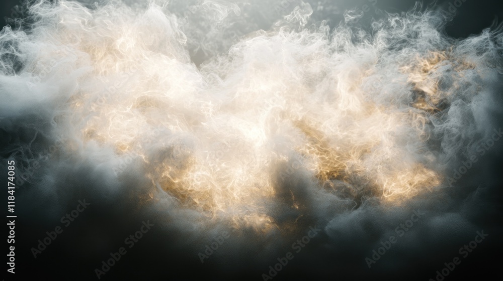 Naklejka premium Golden Light Emitting from a Smoky Abstract Cloud