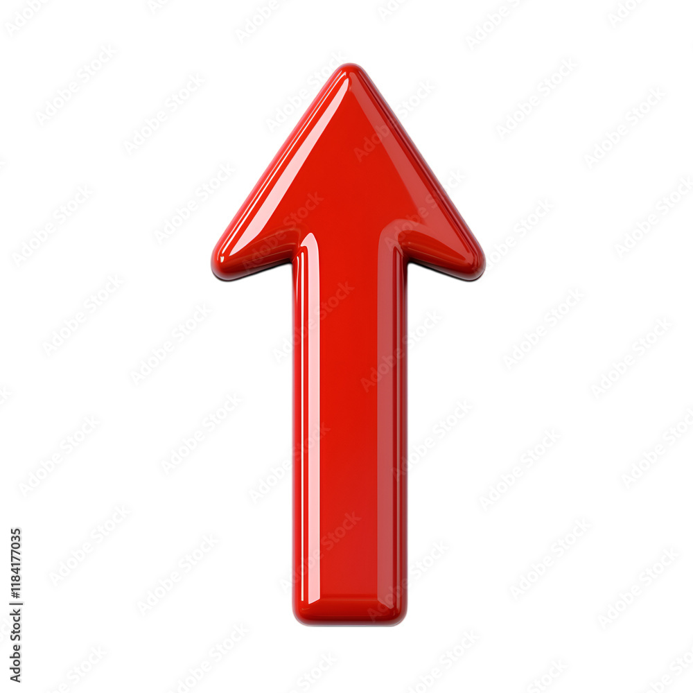 Red Arrow Icon Pointing Upward Direction Graphic Design