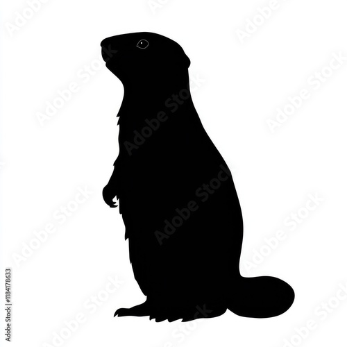 Prairie Dog Silhouette: A Striking Black and White Vector Graphic of a Prairie Dog, Perfect for Nature, Wildlife, and Animal-Themed Designs.