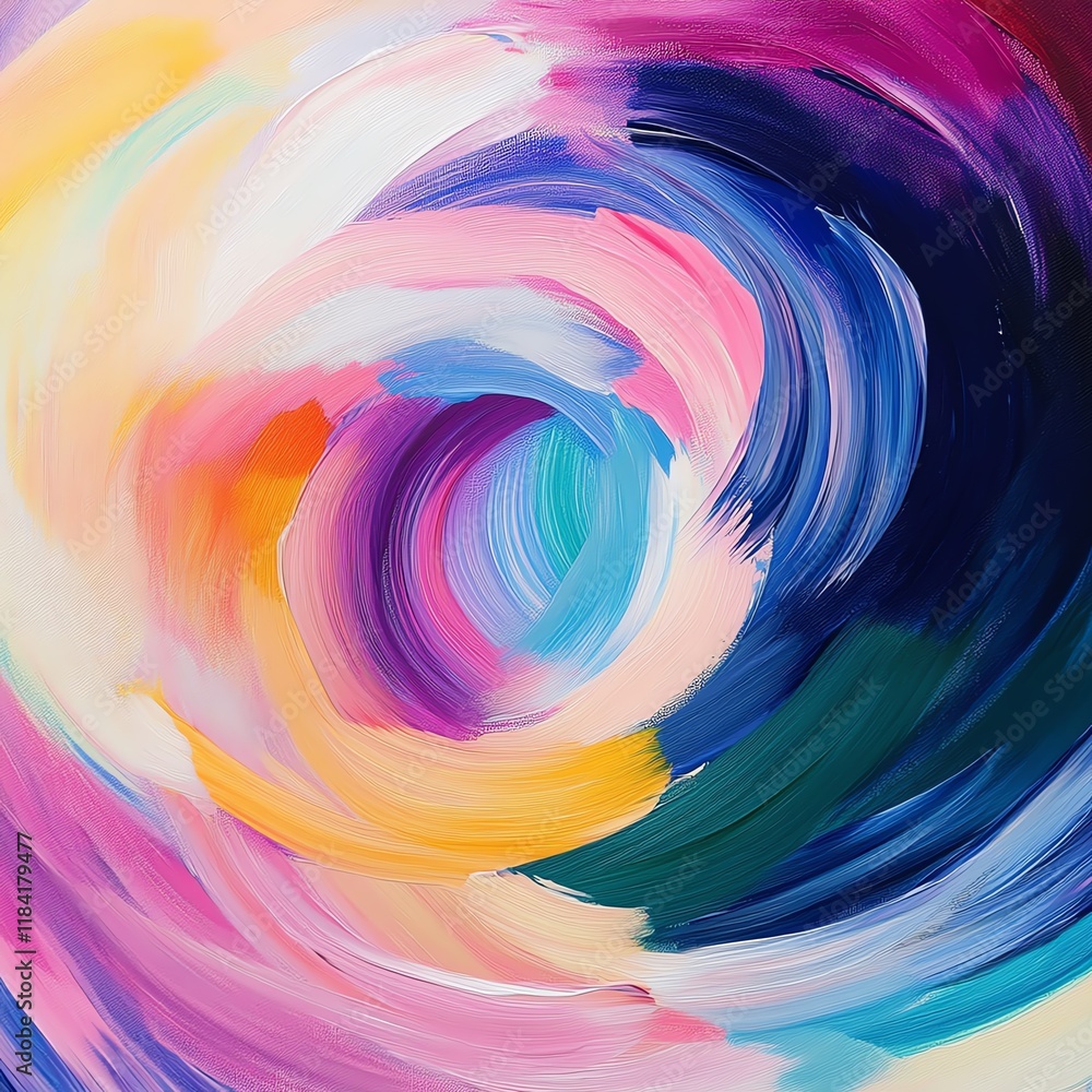 Fototapeta premium Abstract vibrant swirl painting. Colorful, dynamic artwork with fluid brushstrokes. Perfect for modern interiors and design projects.