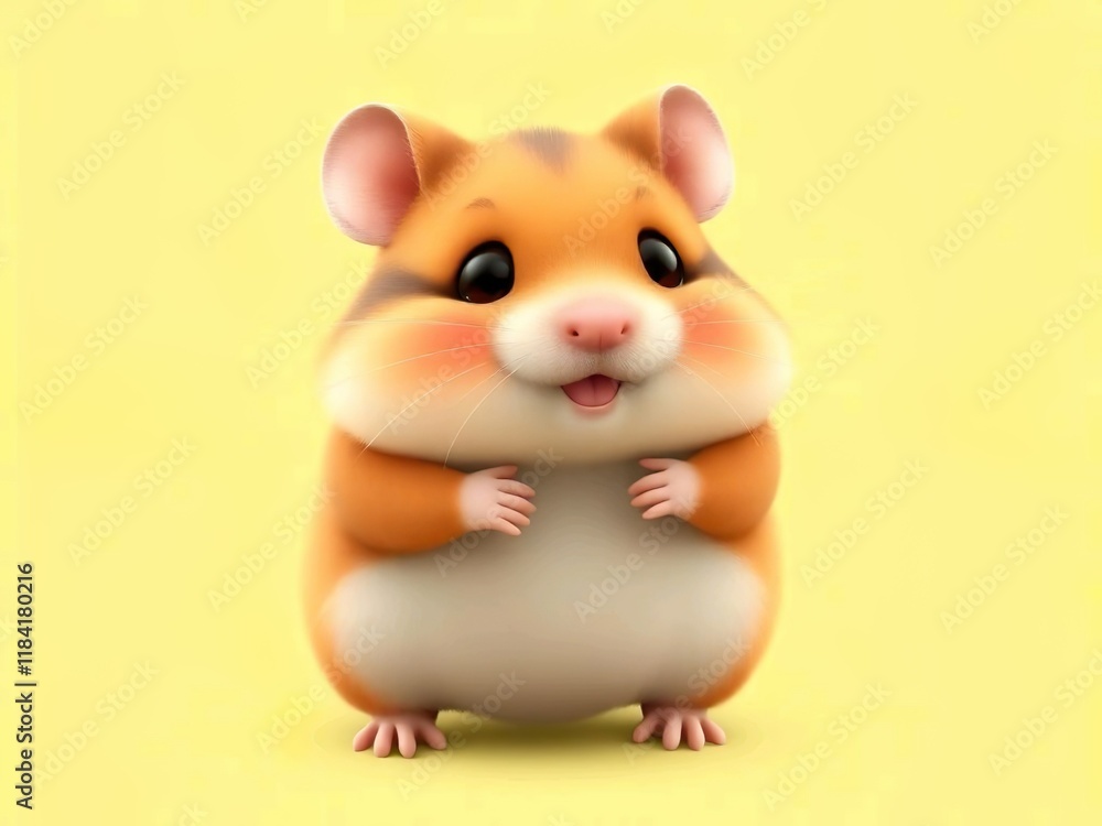 Happy cute cartoon hamster 3d rendering illustration Happy cute cartoon hamster 3d rendering illustration