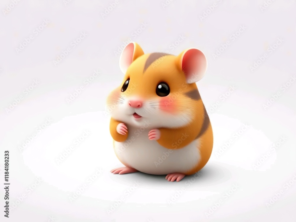 Happy cute cartoon hamster 3d rendering illustration Happy cute cartoon hamster 3d rendering illustration
