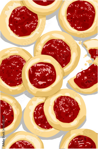 Delicious mini Strawberry pie jam pastry. Red pie bakery