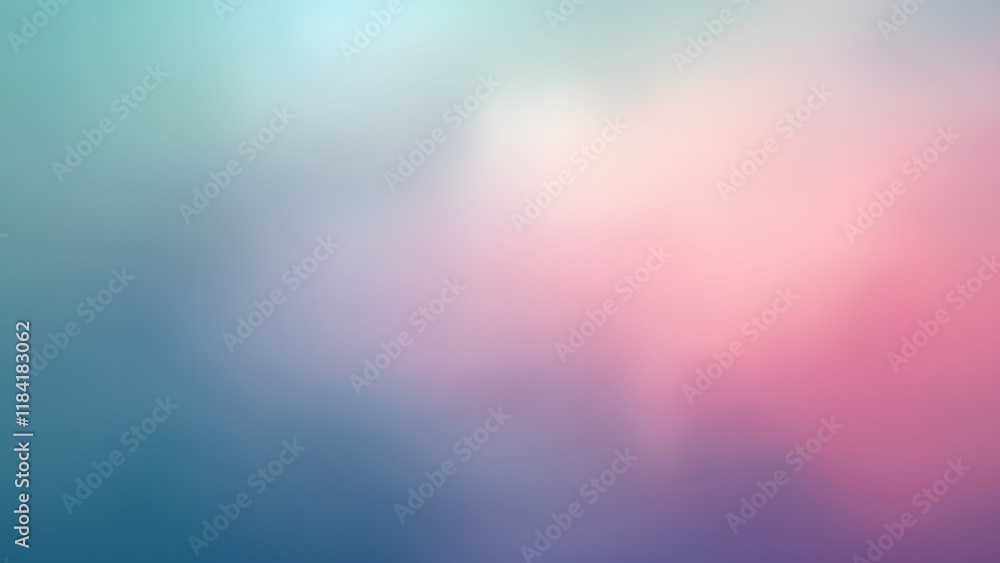 Obraz premium Dreamy Pastel Gradient Background, Soft Pink, Blue, Purple Blend in Teal Atmosphere - Abstract Texture for Design