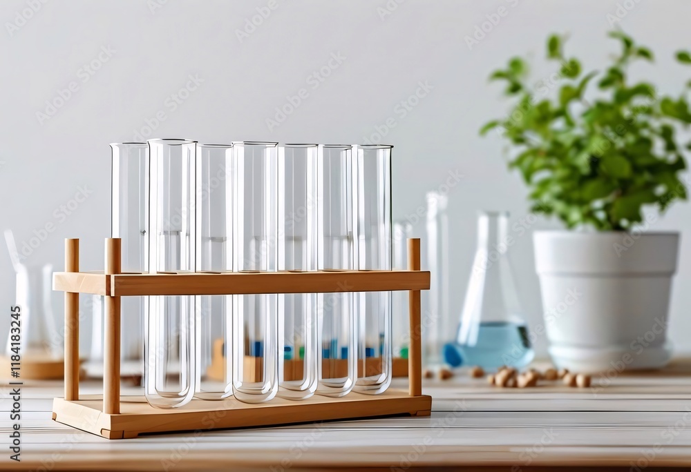 Lab test tubes, plant, research. Lab test tubes, plant, research.