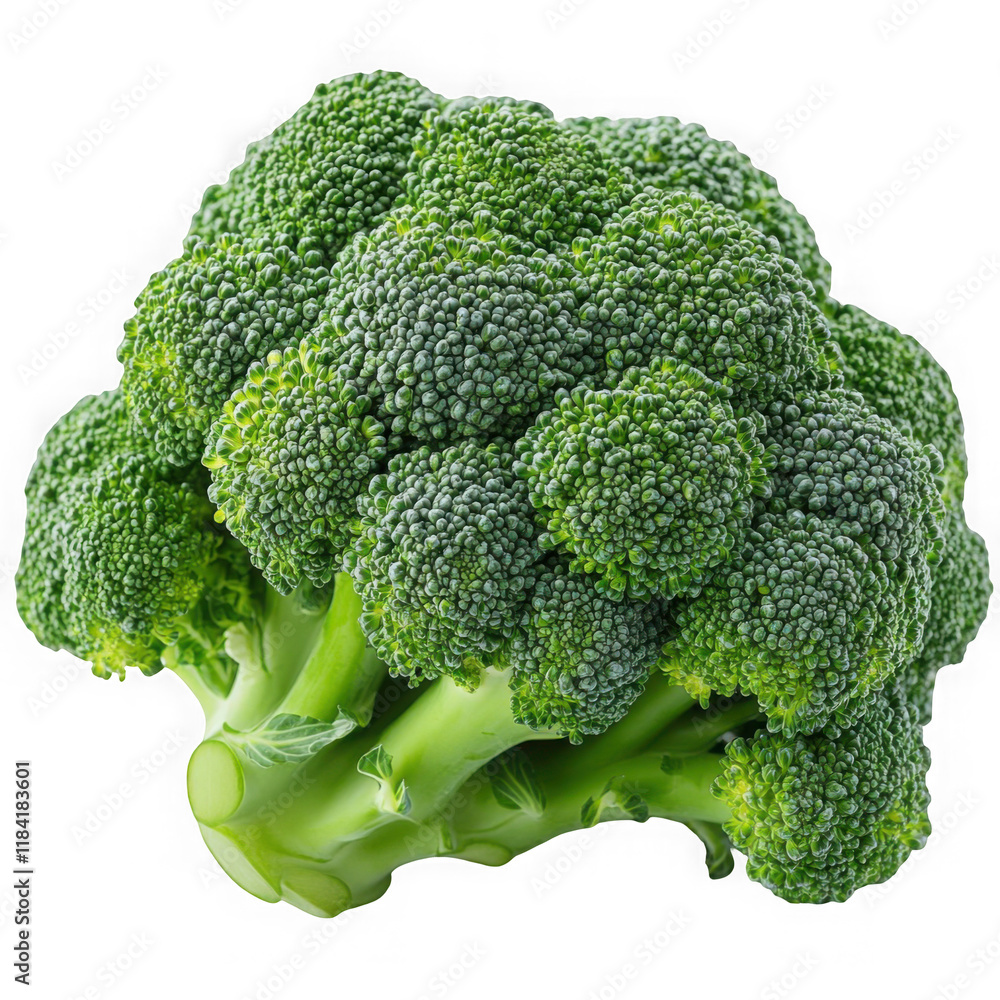 Whole fresh broccoli floret isolated on a transparent background Whole fresh broccoli floret isolated on a transparent background