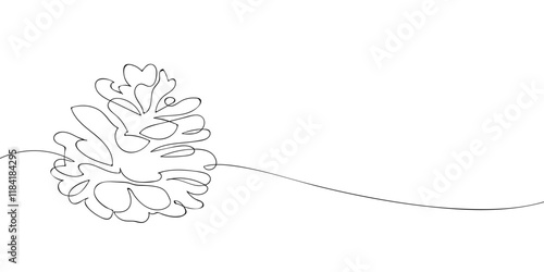 A single line drawing of a cone. Continuous line conifer cone icon. One line icon. Vector illustration.