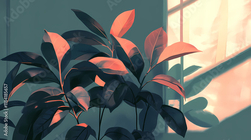 Sunshadow plant shadows. Sunshadow. Illustration photo