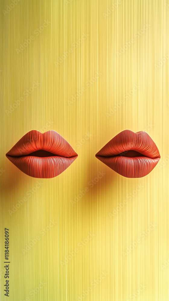 Two lips are shown in a close up, one of which is red Two lips are shown in a close up, one of which is red