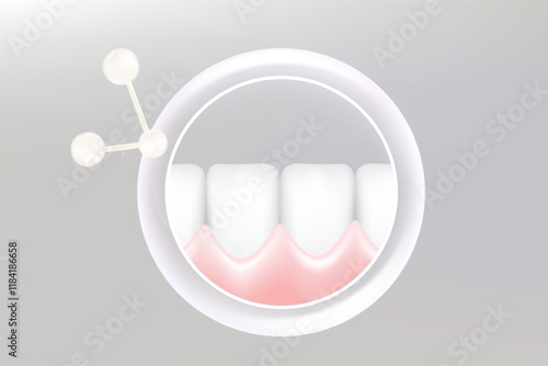 Hyaluronic acid teeth and gum care solutions ad, white collagen with cosmetic advertising background ready to use, illustration vector.