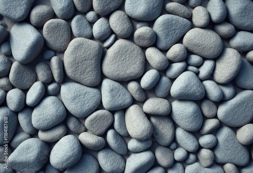 Rounded gray stones laid out as a pattern photo