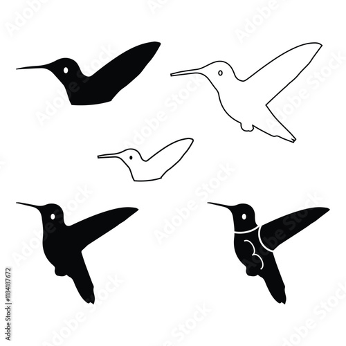 Birds silhouettes icon illustration set. different types of birds silhouettes