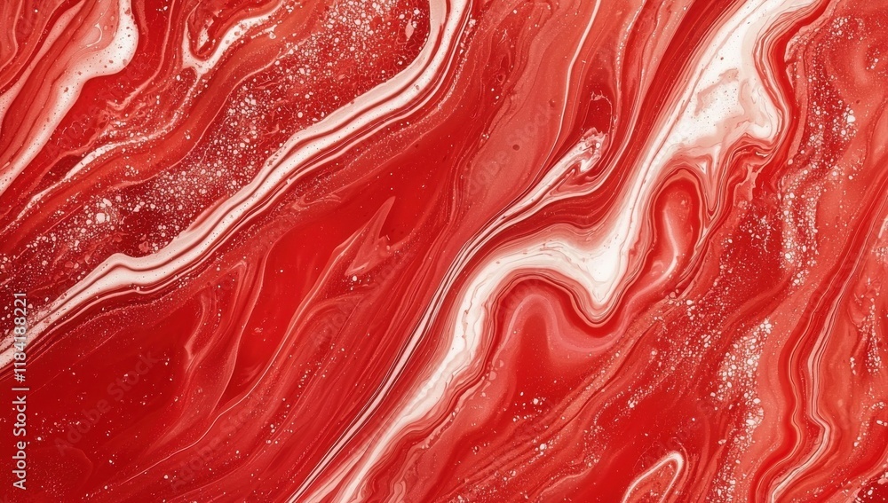 Obraz premium Red and White Marble Fluid Acrylic Painting Art Background Texture Design
