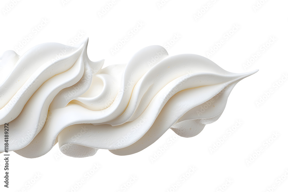 3d realistic whipped white cream or meringue isolated on white background. Meringue swirls, realistic bakery mousse 3d realistic whipped white cream or meringue isolated on white background. Meringue swirls, realistic bakery mousse