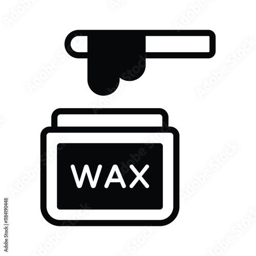 A simple, stylized graphic of a container of hair removal wax with wax being dispensed