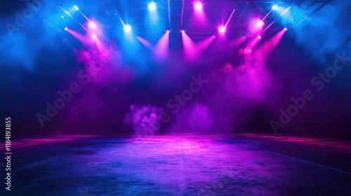 Wallpaper Mural Neon Lights Stage, Purple and Blue, Concert Background Torontodigital.ca