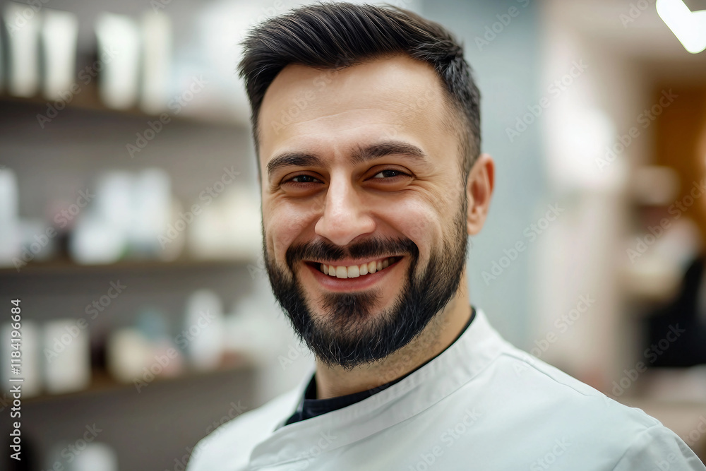 Young man in a barbershop beauty salon generative ai Young man in a barbershop beauty salon generative ai