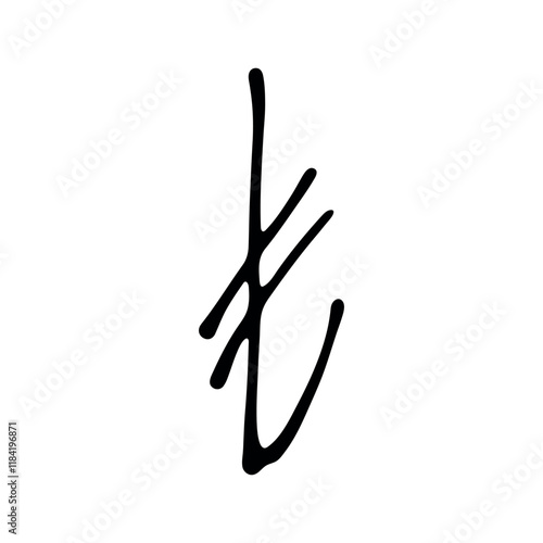 Hand drawn turkish lira currency symbol. Brush stroke doodle. Single element for design