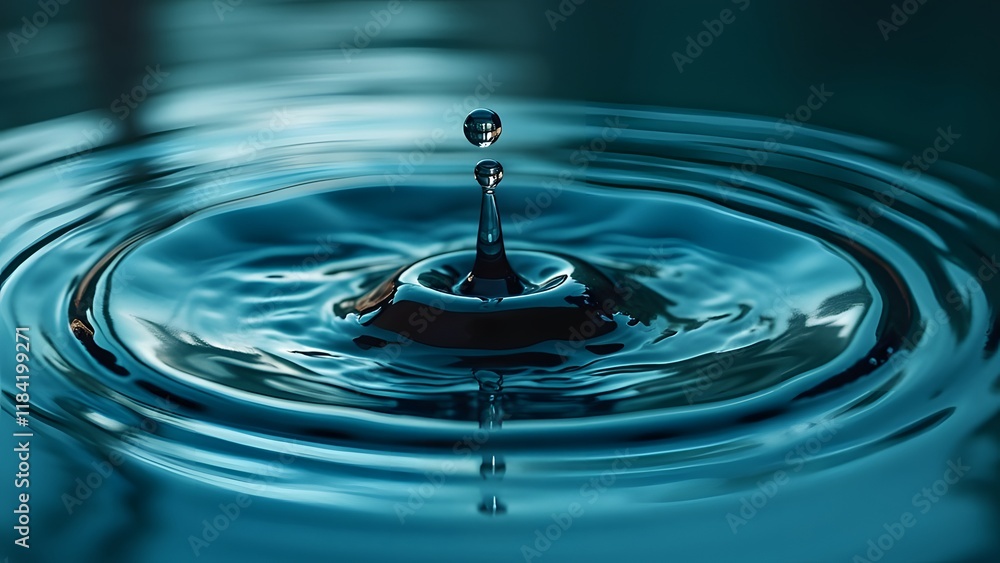 Stunning Cyan Water Drop Ripples, Abstract Concentric Circles Reflection Background Image Stunning Cyan Water Drop Ripples, Abstract Concentric Circles Reflection Background Image
