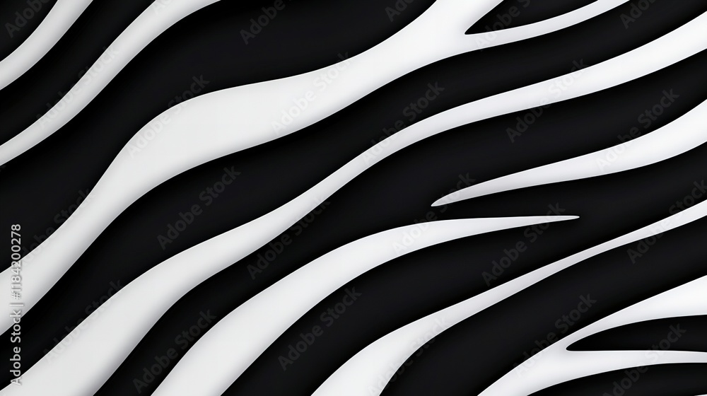 Abstract zebra-striped pattern in monochrome. Smooth, wavy lines create a dynamic design. Abstract zebra-striped pattern in monochrome. Smooth, wavy lines create a dynamic design.