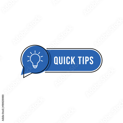 blue speech bubble with quick tips text. flat minimal trend modern faqs logotype graphic art design isolated on white background. concept of message or label like new knowledge and study practice
