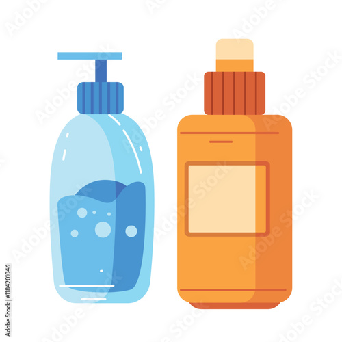 set of  soap and shampoo bottles