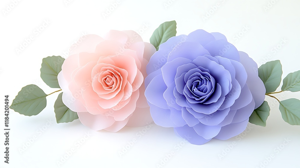 Fototapeta premium Pastel Paper Roses Floral Craft Wedding Decor DIY Flowers