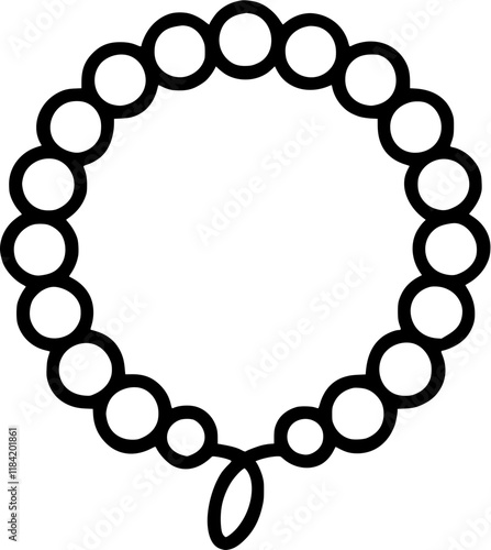 Beads string in outline icon style, art and design theme.