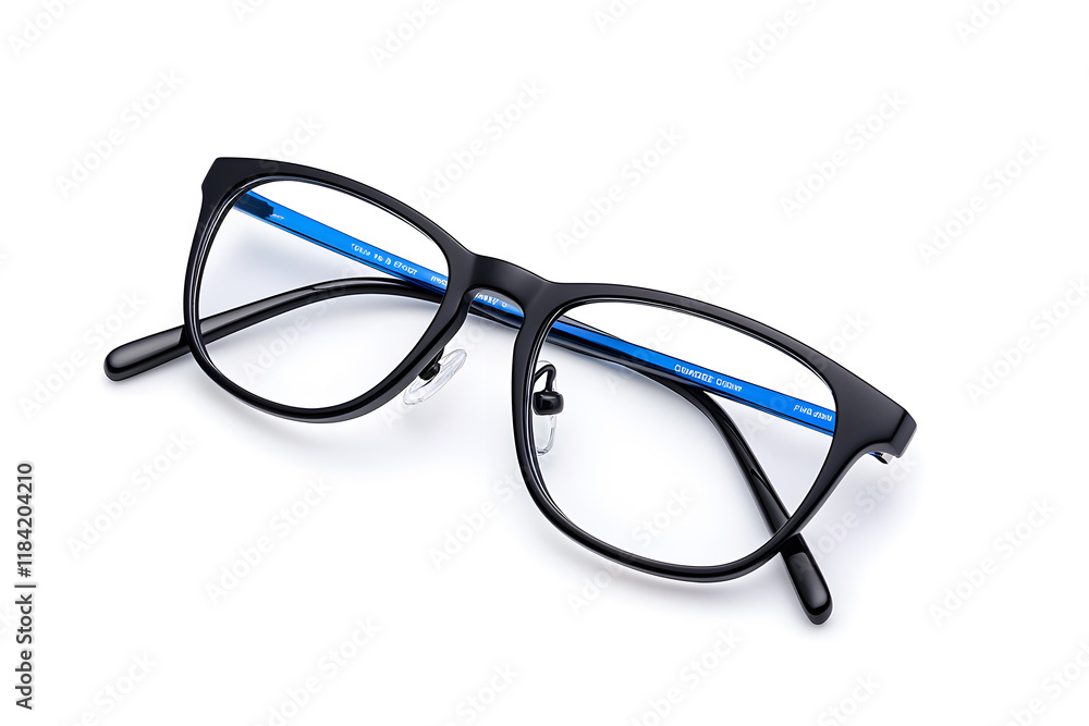 Classic, black-rimmed eyeglasses mock up isolated on white background Classic, black-rimmed eyeglasses mock up isolated on white background