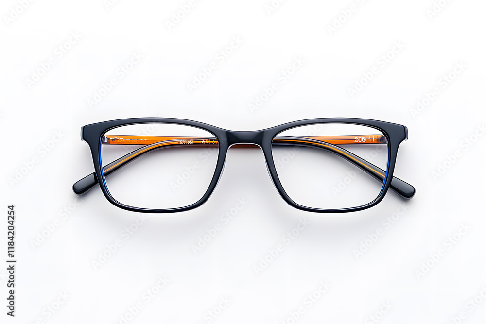 Classic, black-rimmed eyeglasses mock up isolated on white background Classic, black-rimmed eyeglasses mock up isolated on white background