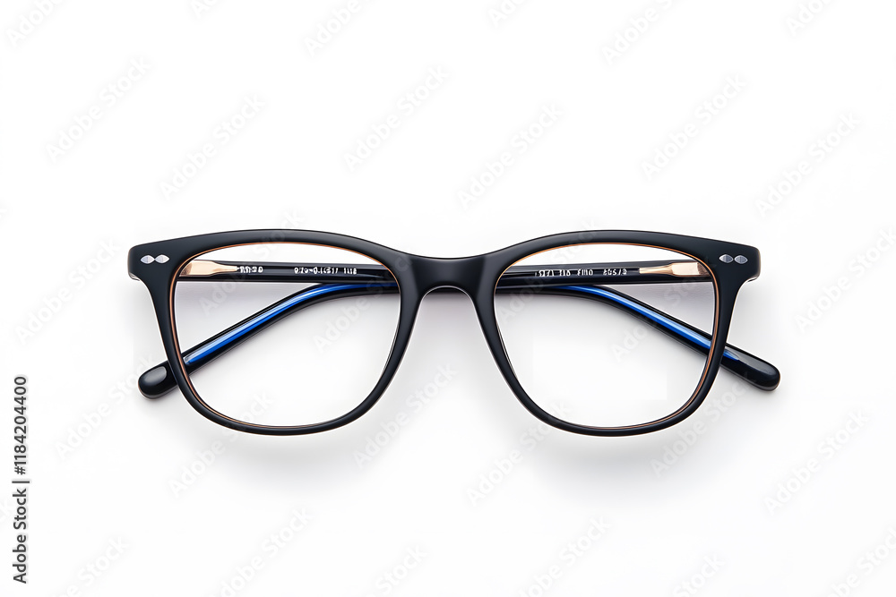 Classic, black-rimmed eyeglasses mock up isolated on white background Classic, black-rimmed eyeglasses mock up isolated on white background