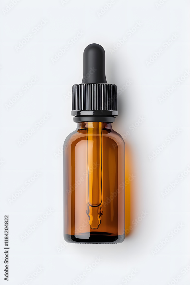 Dropper bottle with black cap mock up isolated on white background Dropper bottle with black cap mock up isolated on white background