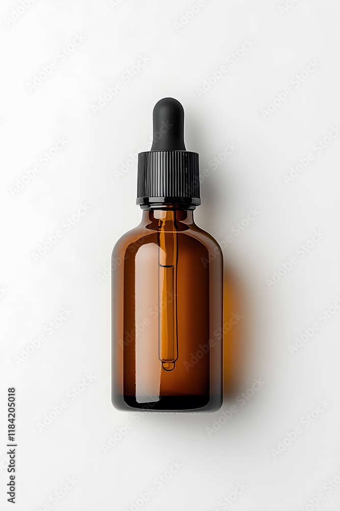 Dropper bottle with black cap mock up isolated on white background Dropper bottle with black cap mock up isolated on white background