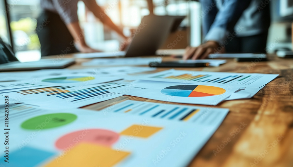 Fototapeta premium papers with graphs and diagramms on a office table